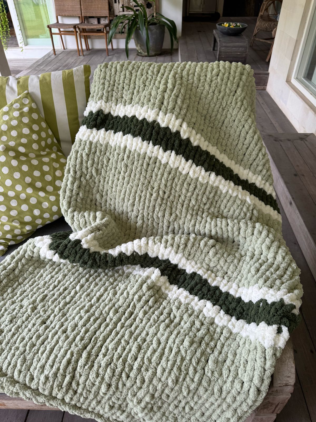 Throw blanket - Mint stripe