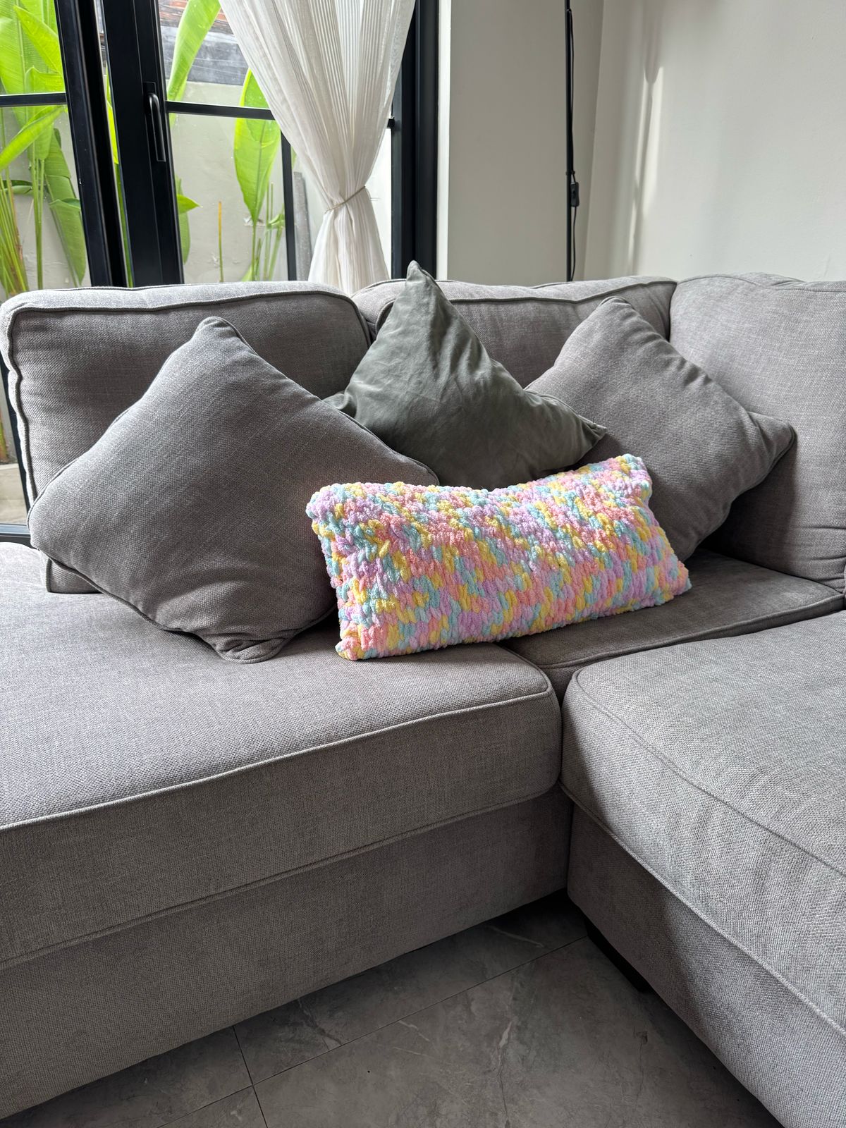 Rectangle Pillow - Pink Rainbow