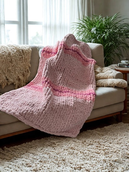 Throw blanket - Dusty Rose stripe