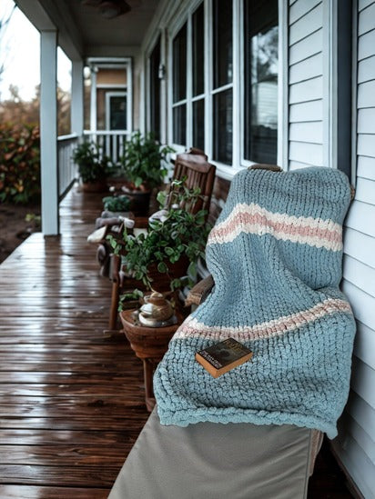 Throw blanket - Blue Easter stripe