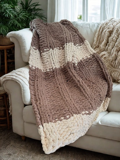 Throw blanket - light taupe stripe